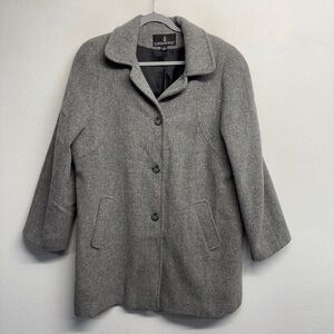 London Fog Gray Wool Blend Coat 16 Button Collared